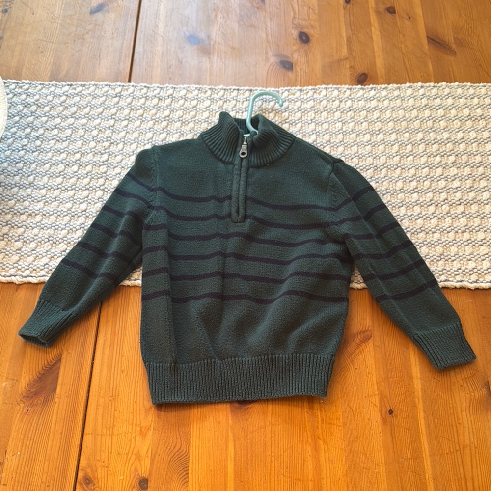 3T boys Green Striped Sweater